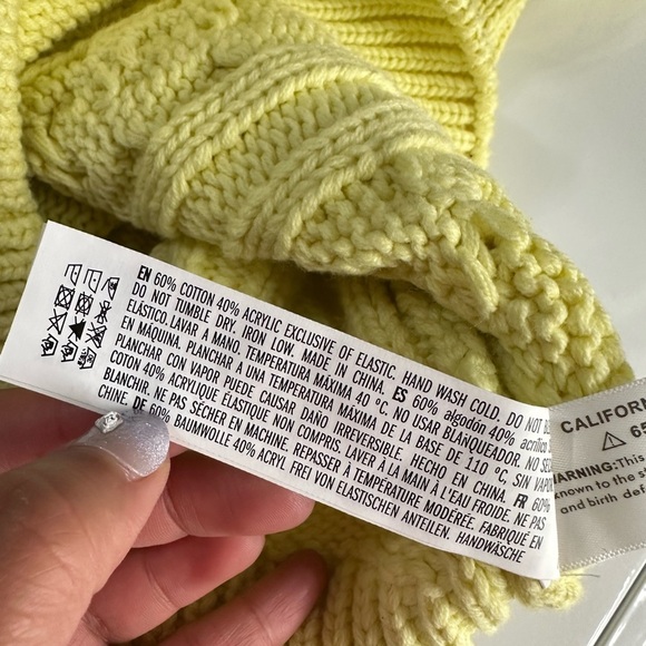 NEW English Factory Cable Knit Puff Sleeve Sweater Top in Lemon Sz S - Picture 9 of 9